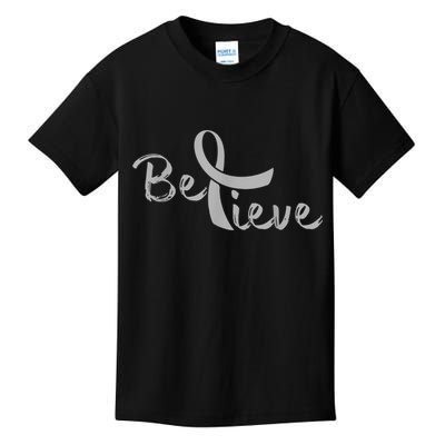 Believe Brain Cancer Brain Cancer Support Kids T-Shirt