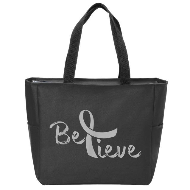 Believe Brain Cancer Brain Cancer Support Zip Tote Bag
