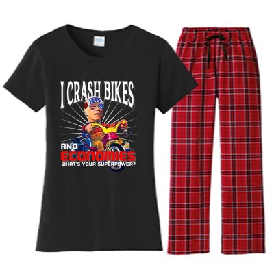 Biden Bicycle Crash Bike Wreck AntiBiden Pro Trump 2024 Women's Flannel Pajama Set