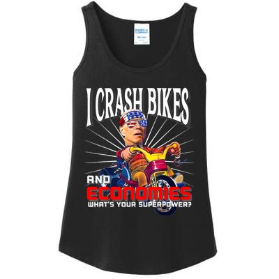 Biden Bicycle Crash Bike Wreck AntiBiden Pro Trump 2024 Ladies Essential Tank