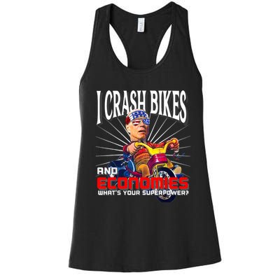 Biden Bicycle Crash Bike Wreck AntiBiden Pro Trump 2024 Women's Racerback Tank