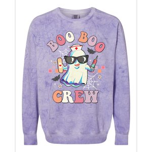 Boo Boo Crew Nurse Halloween Ghost Groovy Retro Matching Gift Colorblast Crewneck Sweatshirt