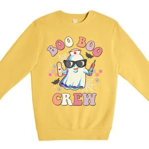 Boo Boo Crew Nurse Halloween Ghost Groovy Retro Matching Gift Premium Crewneck Sweatshirt