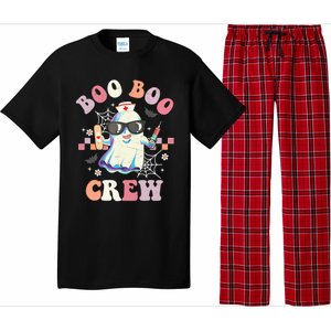 Boo Boo Crew Nurse Halloween Ghost Groovy Retro Matching Gift Pajama Set