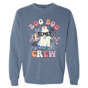 Boo Boo Crew Nurse Halloween Ghost Groovy Retro Matching Gift Garment-Dyed Sweatshirt