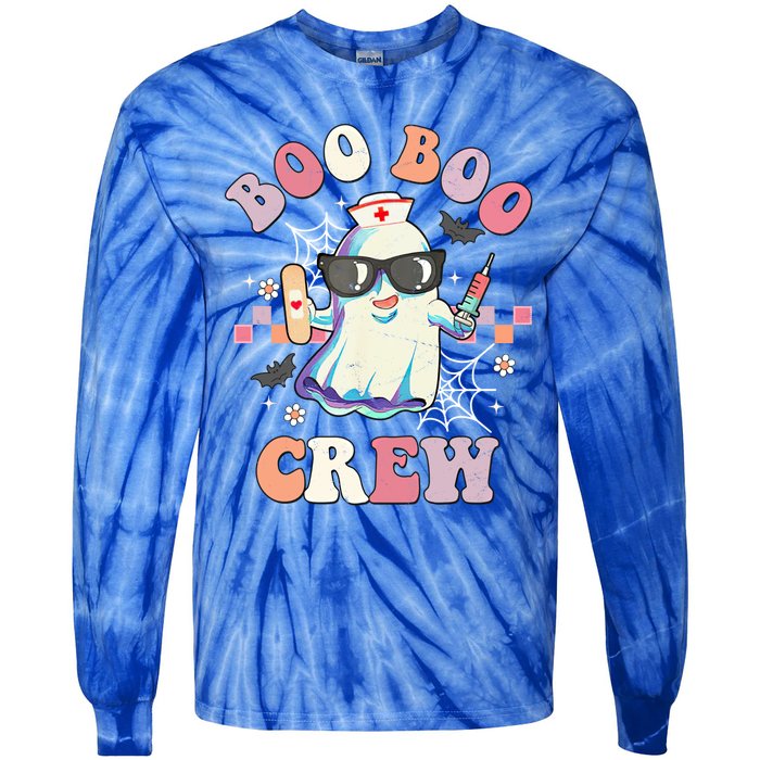 Boo Boo Crew Nurse Halloween Ghost Groovy Retro Matching Gift Tie-Dye Long Sleeve Shirt