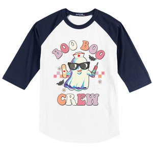 Boo Boo Crew Nurse Halloween Ghost Groovy Retro Matching Gift Baseball Sleeve Shirt