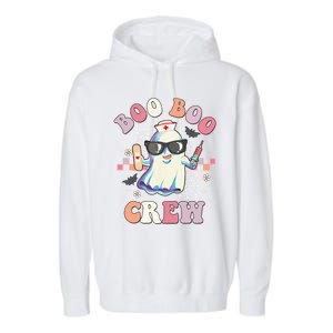 Boo Boo Crew Nurse Halloween Ghost Groovy Retro Matching Gift Garment-Dyed Fleece Hoodie