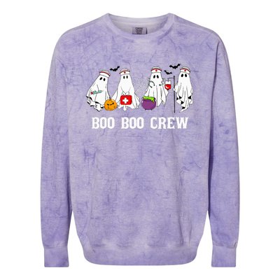 Boo Boo Crew Nurse Funny Ghost Halloween Nursing Colorblast Crewneck Sweatshirt