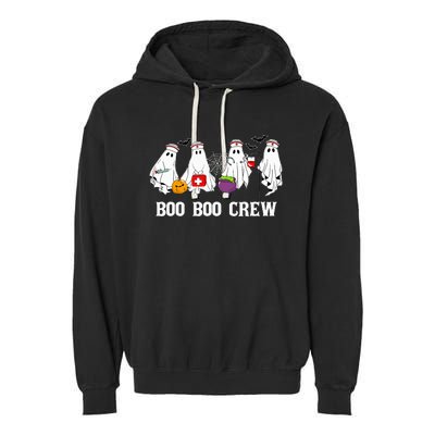 Boo Boo Crew Nurse Funny Ghost Halloween Nursing Garment-Dyed Fleece Hoodie