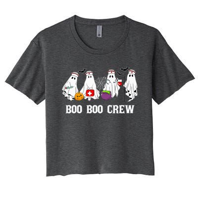 Boo Boo Crew Nurse Funny Ghost Halloween Nursing Women's Crop Top Tee