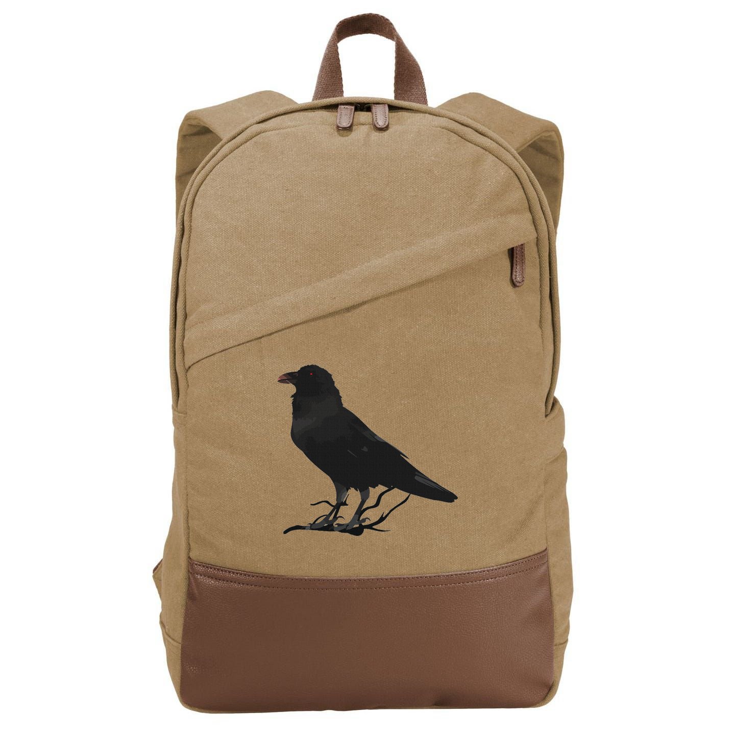 Beautiful Black Crow Raven Bird Silhouette Cotton Canvas Backpack