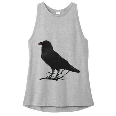 Beautiful Black Crow Raven Bird Silhouette Ladies PosiCharge Tri-Blend Wicking Tank