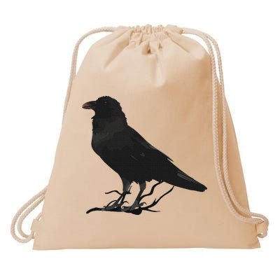 Beautiful Black Crow Raven Bird Silhouette Drawstring Bag