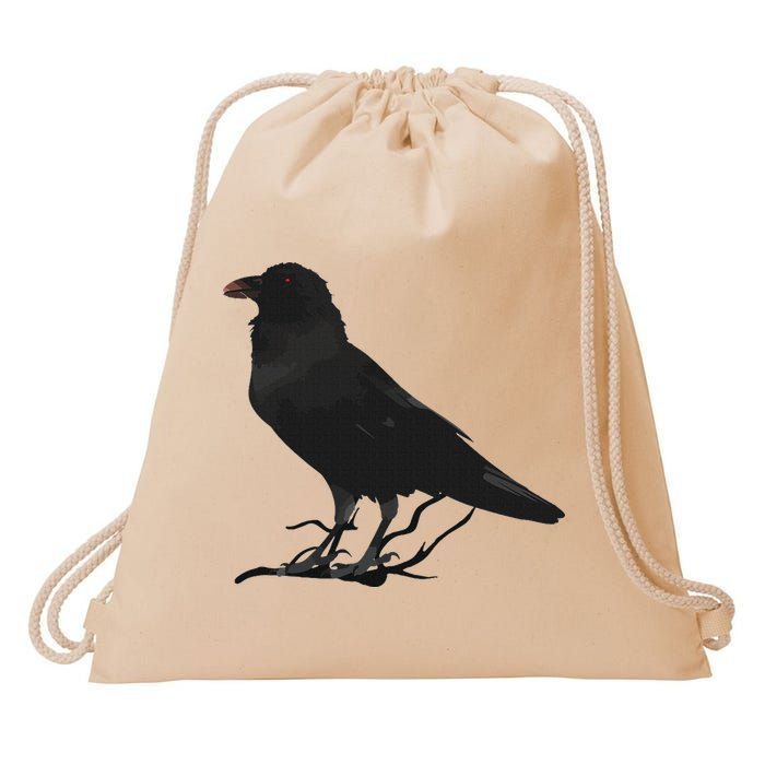 Beautiful Black Crow Raven Bird Silhouette Drawstring Bag