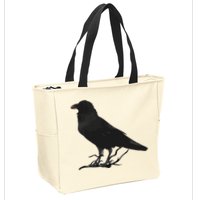 Beautiful Black Crow Raven Bird Silhouette Zip Tote Bag
