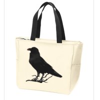 Beautiful Black Crow Raven Bird Silhouette Zip Tote Bag