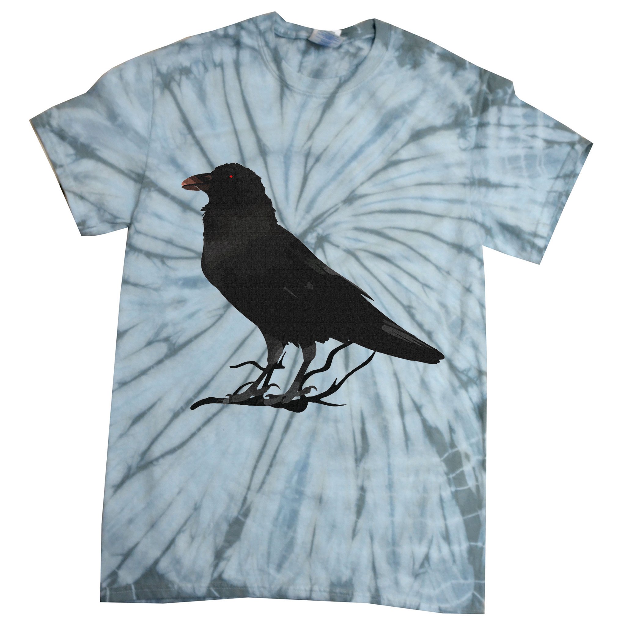 Beautiful Black Crow Raven Bird Silhouette Tie-Dye T-Shirt