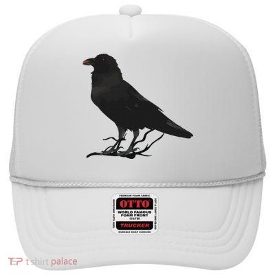 Beautiful Black Crow Raven Bird Silhouette High Crown Mesh Back Trucker Hat