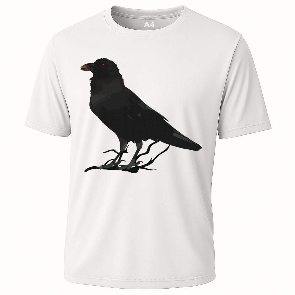 Beautiful Black Crow Raven Bird Silhouette Performance Shirt