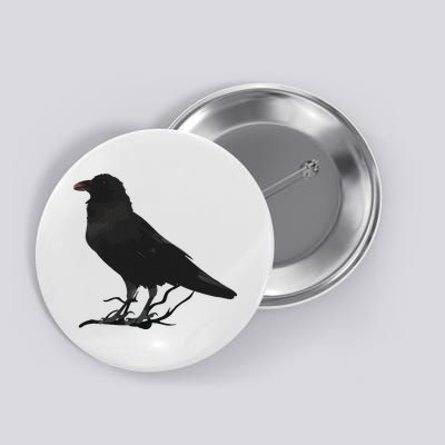 Beautiful Black Crow Raven Bird Silhouette Button