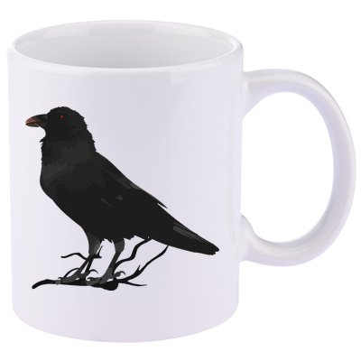 Beautiful Black Crow Raven Bird Silhouette 11oz C Handle Ceramic Mug
