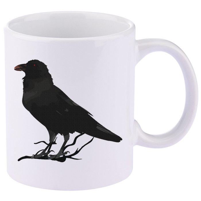 Beautiful Black Crow Raven Bird Silhouette 11oz C Handle Ceramic Mug