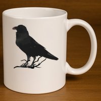 Beautiful Black Crow Raven Bird Silhouette 11oz C Handle Ceramic Mug