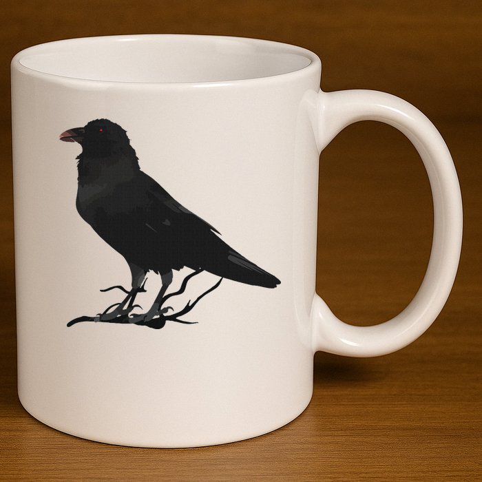 Beautiful Black Crow Raven Bird Silhouette 11oz C Handle Ceramic Mug