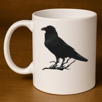 Beautiful Black Crow Raven Bird Silhouette 11oz C Handle Ceramic Mug