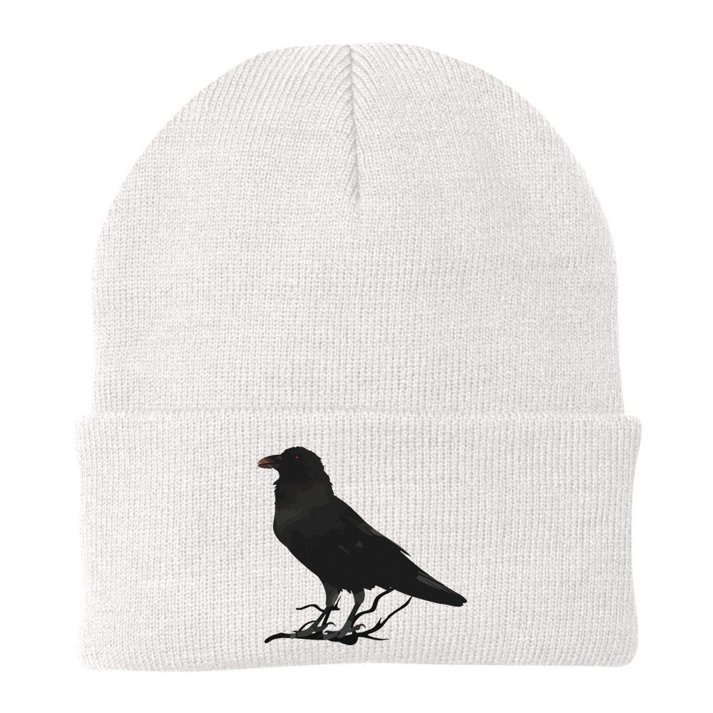 Beautiful Black Crow Raven Bird Silhouette Beanie