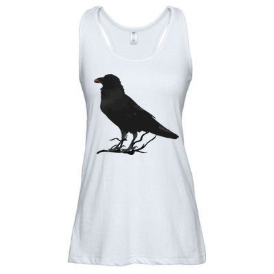 Beautiful Black Crow Raven Bird Silhouette Ladies Essential Flowy Tank
