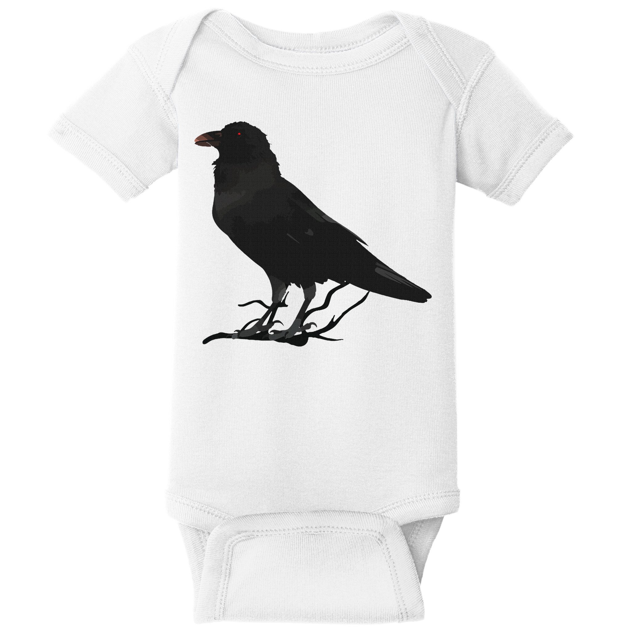 Beautiful Black Crow Raven Bird Silhouette Baby Bodysuit