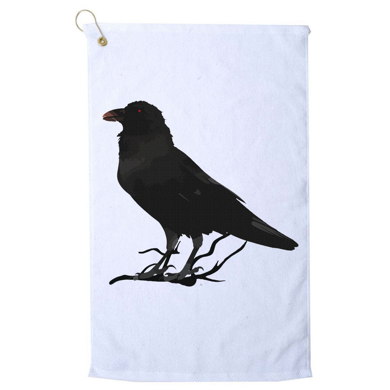 Beautiful Black Crow Raven Bird Silhouette Golf Towel
