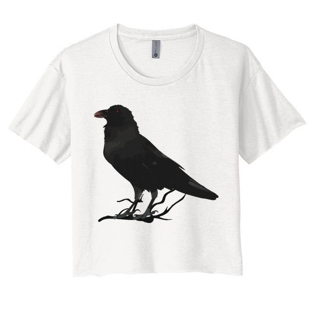Beautiful Black Crow Raven Bird Silhouette Crop Top