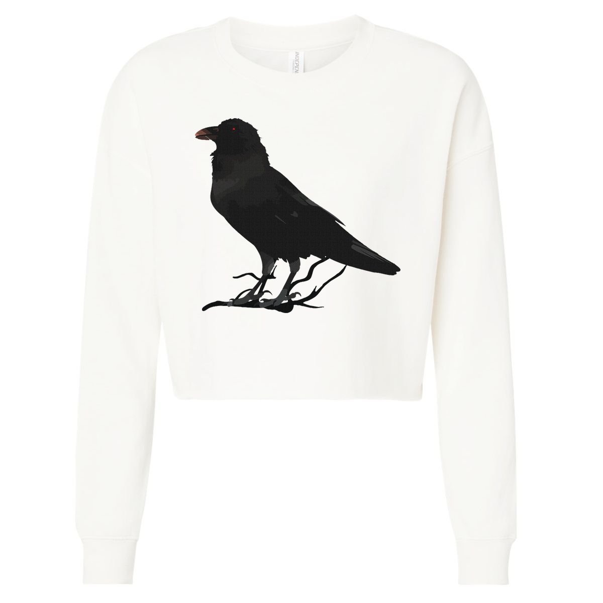 Beautiful Black Crow Raven Bird Silhouette Cropped Pullover Crew
