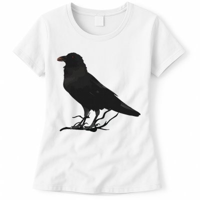 Beautiful Black Crow Raven Bird Silhouette Womens T-Shirt