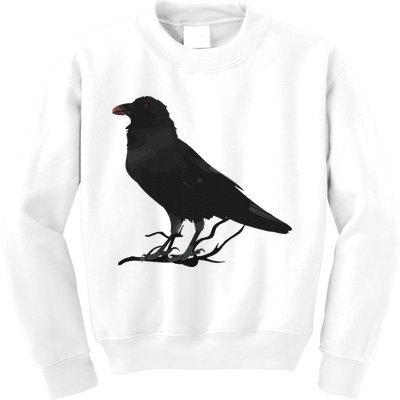Beautiful Black Crow Raven Bird Silhouette Kids Sweatshirt