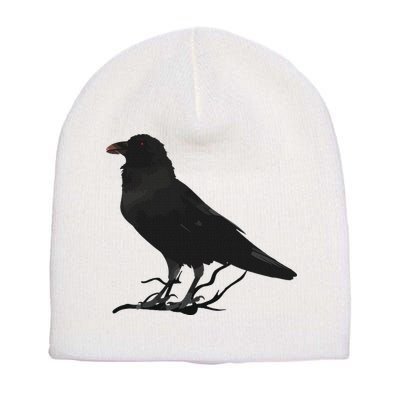 Beautiful Black Crow Raven Bird Silhouette Short Acrylic Beanie