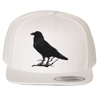 Beautiful Black Crow Raven Bird Silhouette Wool Snapback Cap
