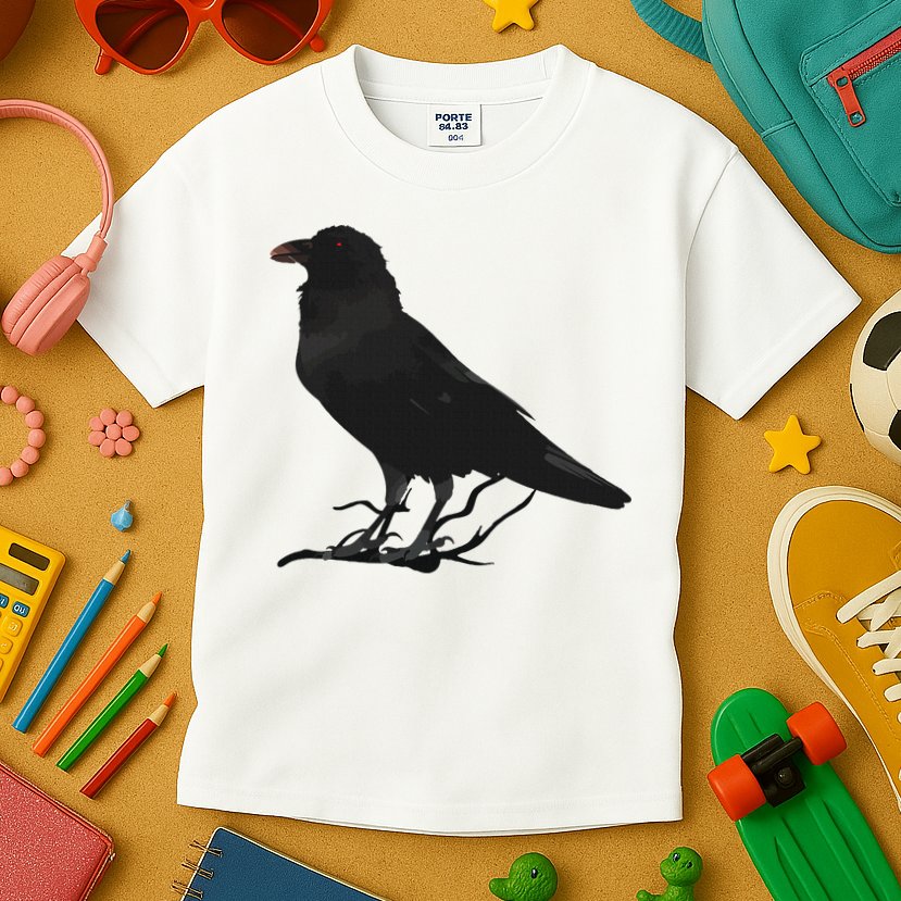 Beautiful Black Crow Raven Bird Silhouette Kids T-Shirt