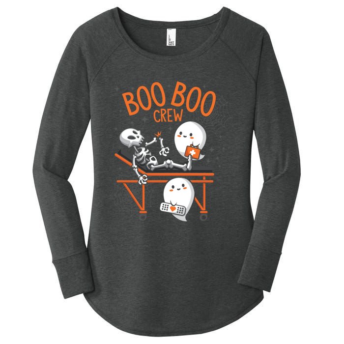 Boo Boo Crew Ghost Doctor Paramedic EMT Nurse Halloween Women's Perfect Tri Tunic Long Sleeve Shirt