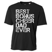 Best Bonus Cheer Dad Ever Cheerleading Stepdad Vintage Retro Cooling Performance Crew T-Shirt