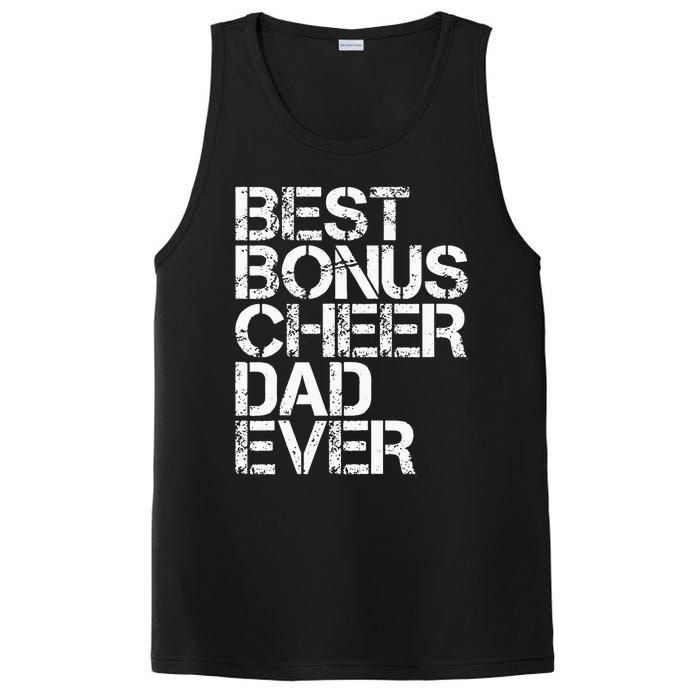 Best Bonus Cheer Dad Ever Cheerleading Stepdad Vintage Retro PosiCharge Competitor Tank