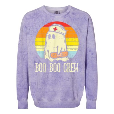 Boo Boo Crew Nurse Halloween Shirt For Nurses RN Ghost Women Colorblast Crewneck Sweatshirt