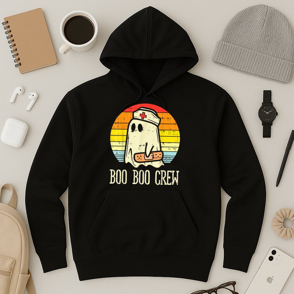 Boo Boo Crew Nurse Halloween Shirt For Nurses RN Ghost Women Hoodie
