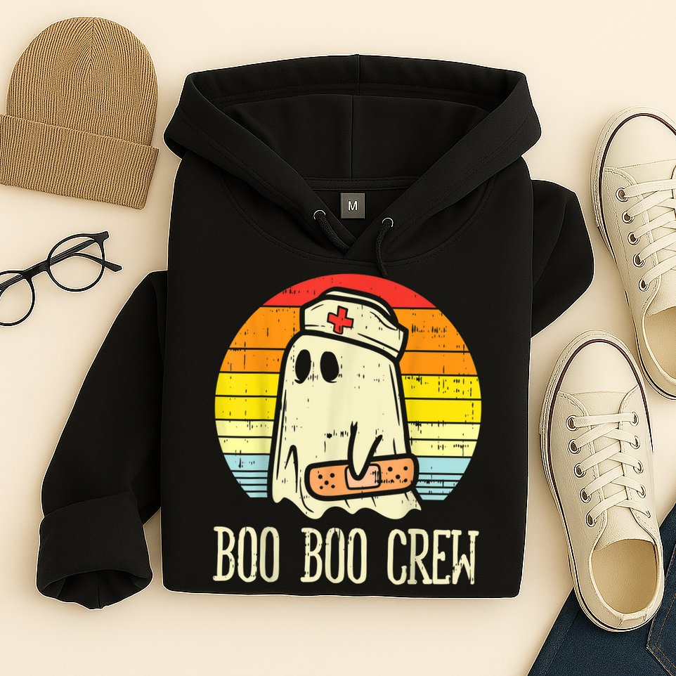 Boo Boo Crew Nurse Halloween Shirt For Nurses RN Ghost Women Hoodie