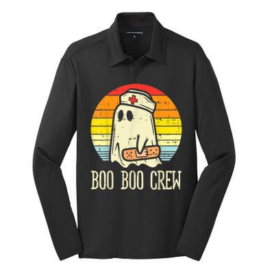 Boo Boo Crew Nurse Halloween Shirt For Nurses RN Ghost Women Silk Touch Performance Long Sleeve Polo