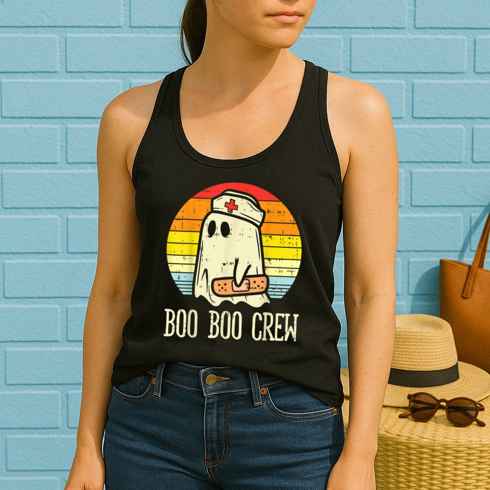 Boo Boo Crew Nurse Halloween Shirt For Nurses RN Ghost Women Womens Tank Top
