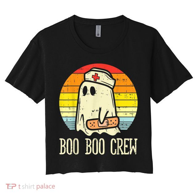 Boo Boo Crew Nurse Halloween Shirt For Nurses RN Ghost Women Crop Top